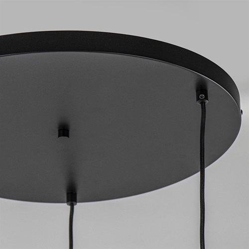 3-Lichts ronde hanglamp met zwarte draadkappen