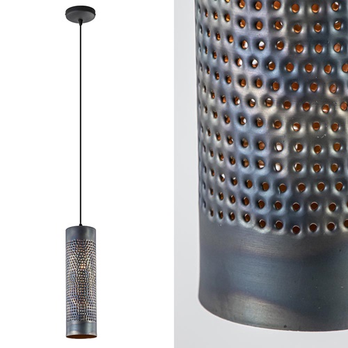 Metalen hanglamp cilinder bruin gevlamd