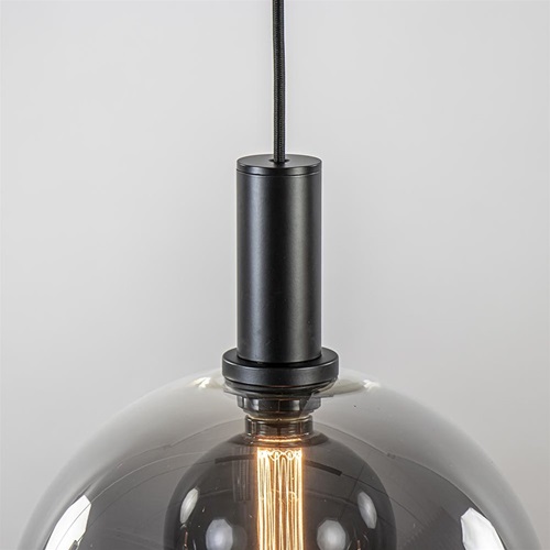 Hanglamp Chandra 1L zwart + glas 30cm