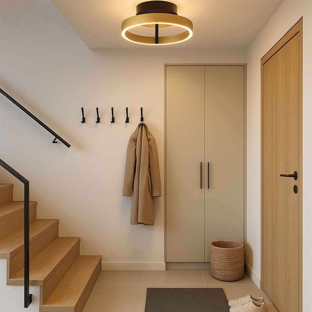 Freelight Pilota plafondlamp in messing en zwart met geïntegreerde LED dimbaar in 3 standen Ø40