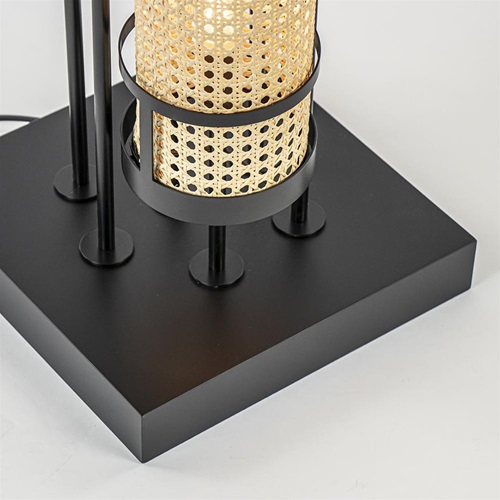 Design vloerlamp zwart met webbing kappen