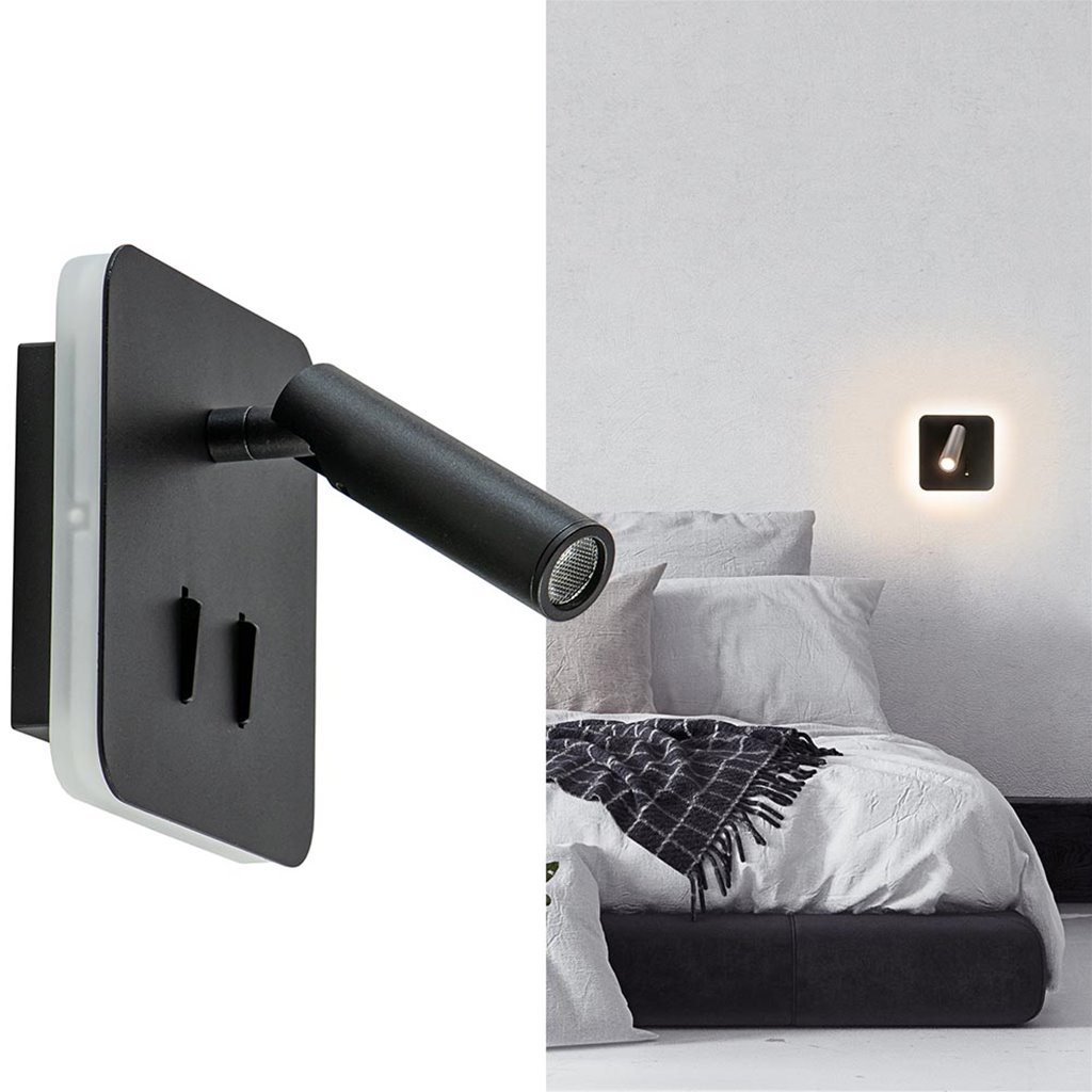 Gewaad Taiko buik Tonen Moderne LED wandlamp zwart verstelbaar | Straluma
