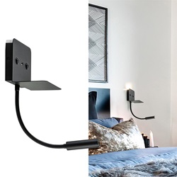 Wandlamp bed zwart flex + USB charger
