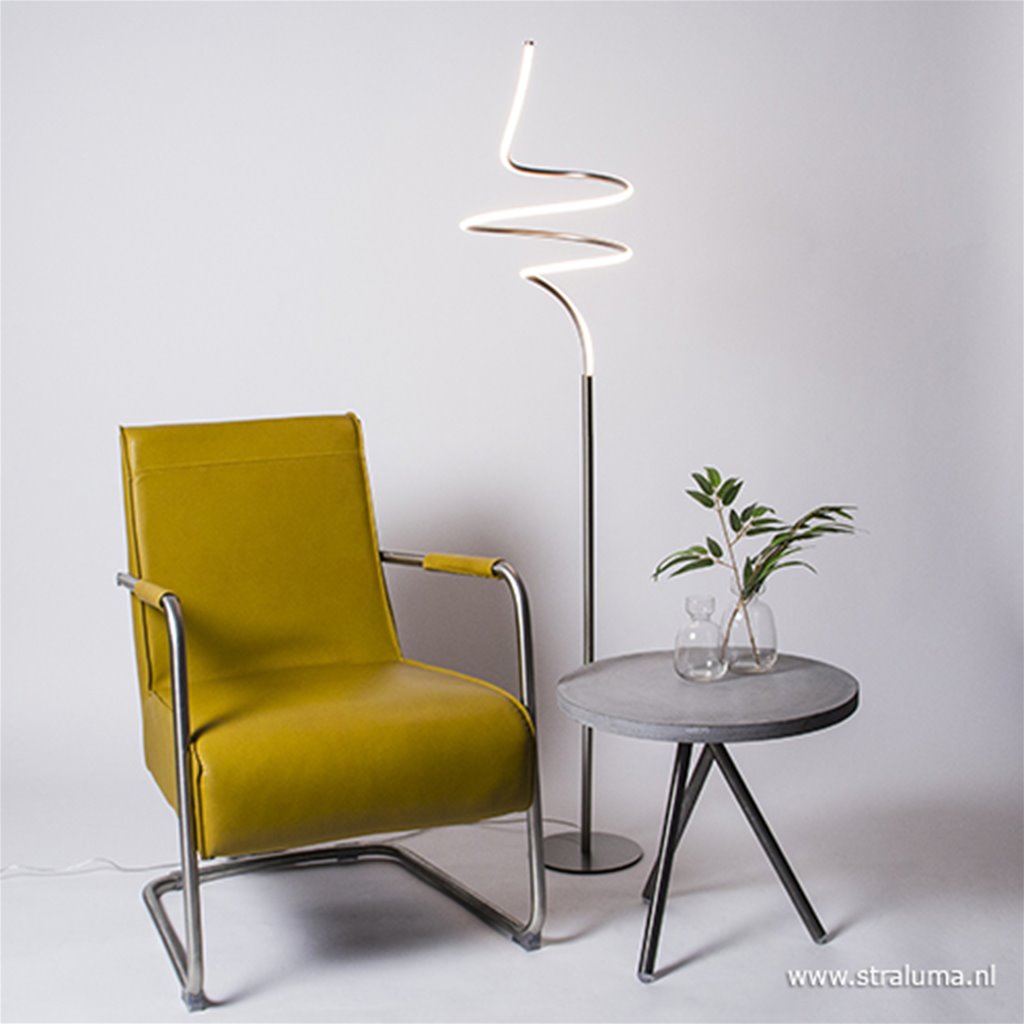 Moderne LED vloerlamp krul staal