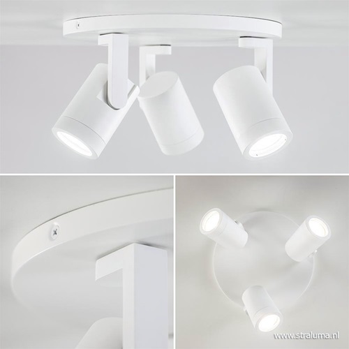 Moderne 3-lichts plafondspot wit metaal