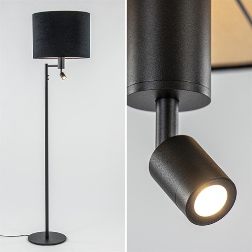 Moderne vloerlamp met LED leeslamp exclusief kap