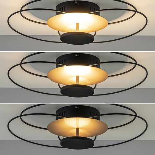 Moderne LED plafondlamp zwart/goud 3-standen dimbaar