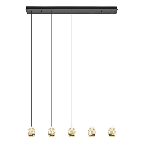 5-Lichts eettafelhanglamp LED goud met zwart