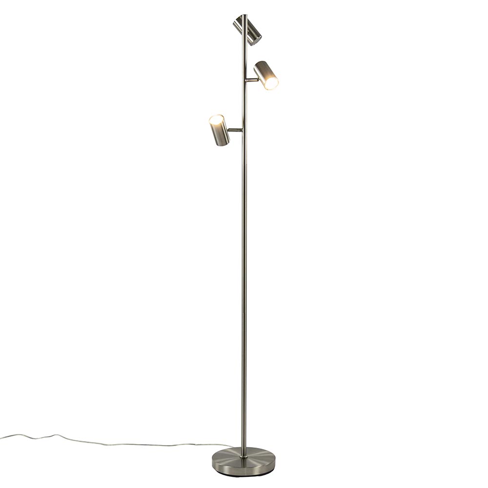 badge Openlijk gunstig Moderne 3-lichts vloerlamp nikkel met 3-standen dimbaar LED | Straluma