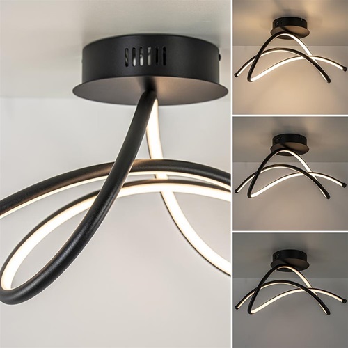 Moderne LED plafondlamp zwart 3-standen dimbaar