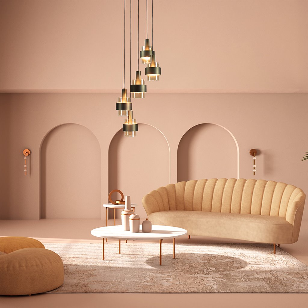 Hanglamp Rosalia - Brons/Amber/Zwart