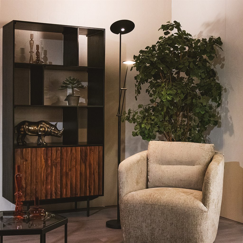 Vloerlamp met leeslamp - Zwart