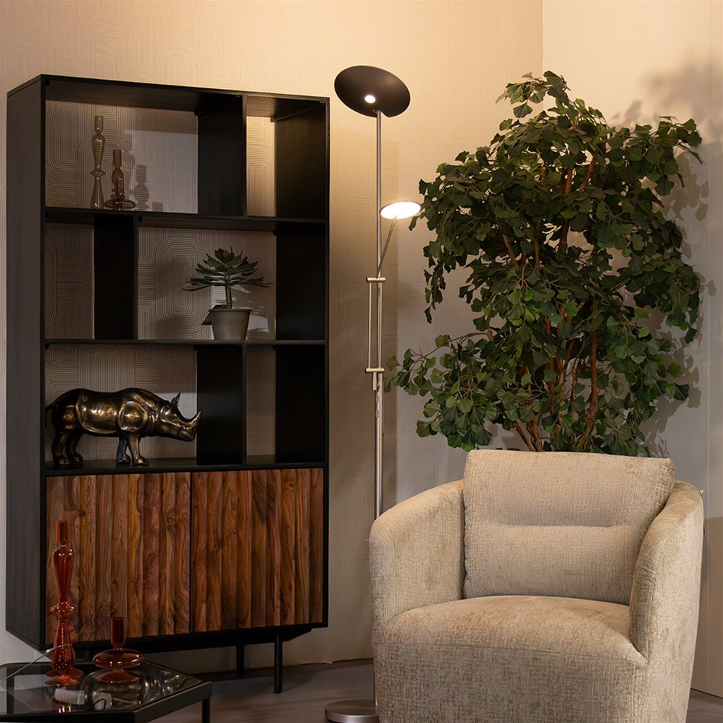 Vloerlamp met leeslamp - Nikkel