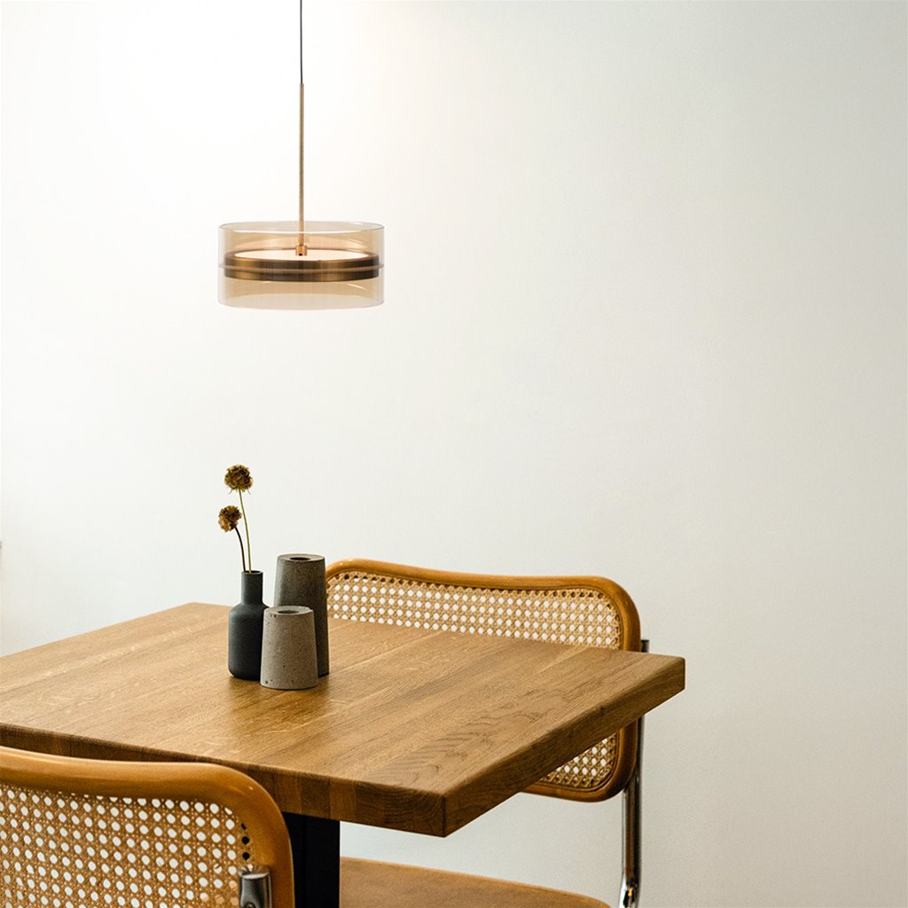 Hanglamp Enzo 1L - Amber, zwart, brons