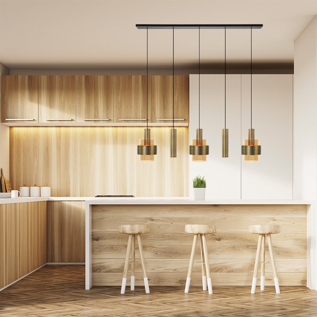 Hanglamp Marrone  brons, zwart en amber