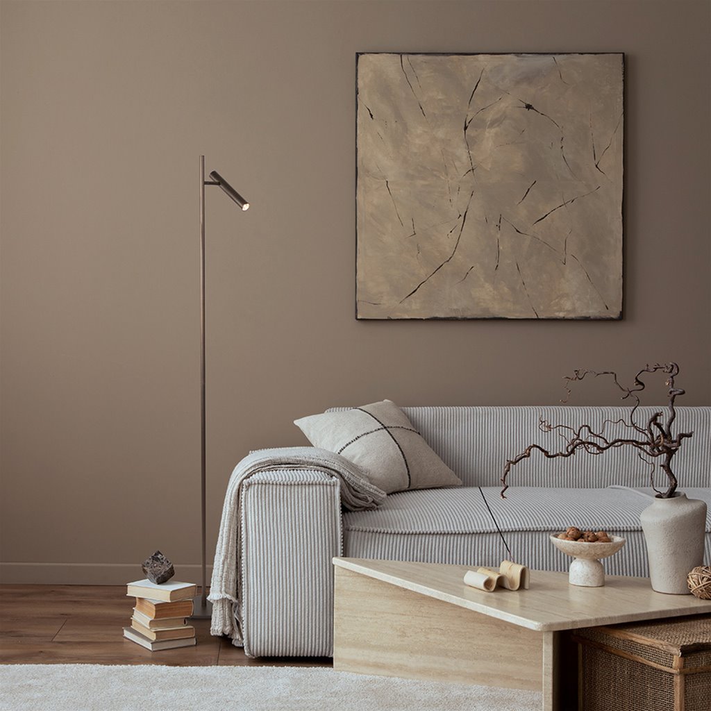 Vloerlamp 1L -  Bruin/brons