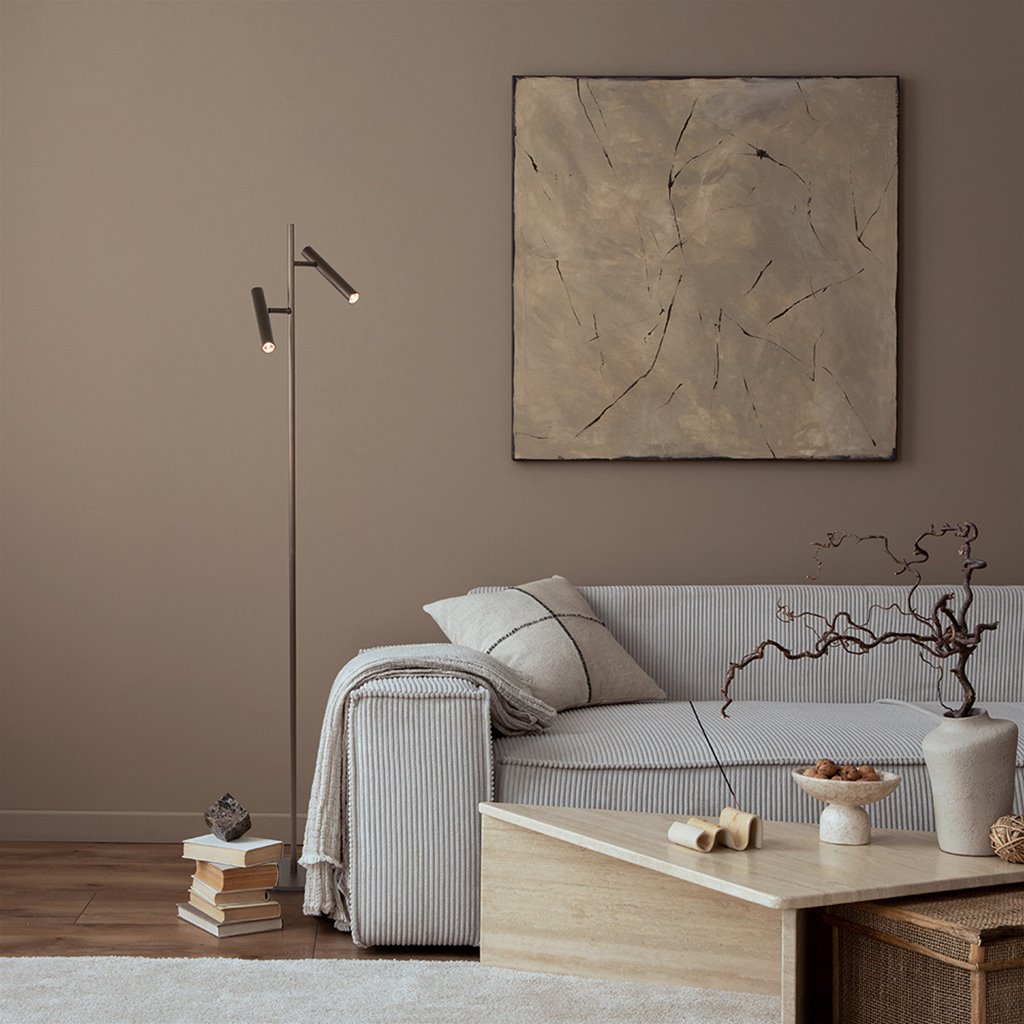 Vloerlamp 2L -  Bruin/brons