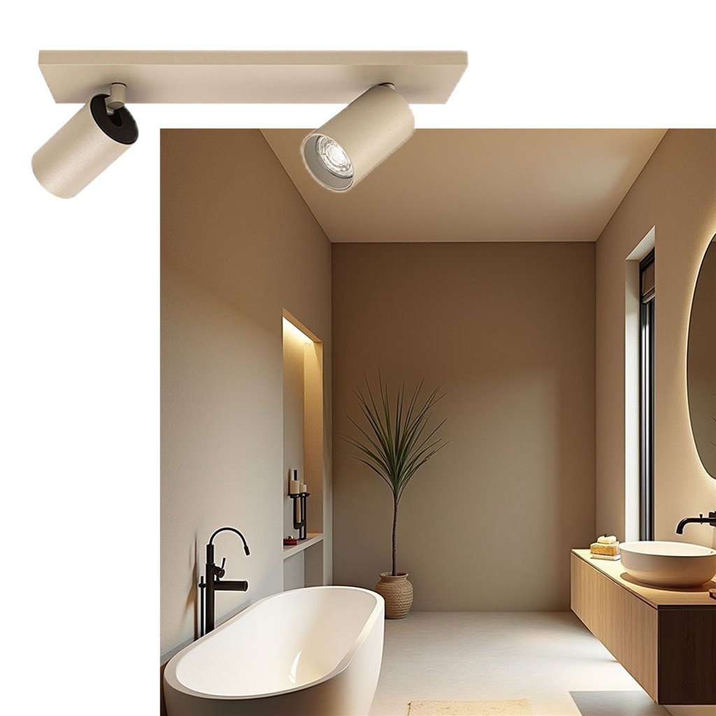 Mila plafondspot rechthoek 2L in de kleur zand beige