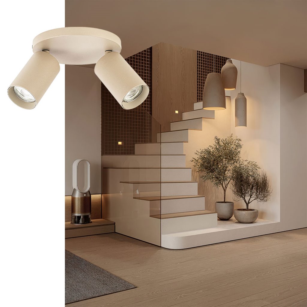 Mila plafondspot rond 2L in de kleur zand beige