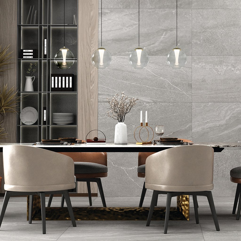 LED hanglamp 4-lichts goud met helder glas