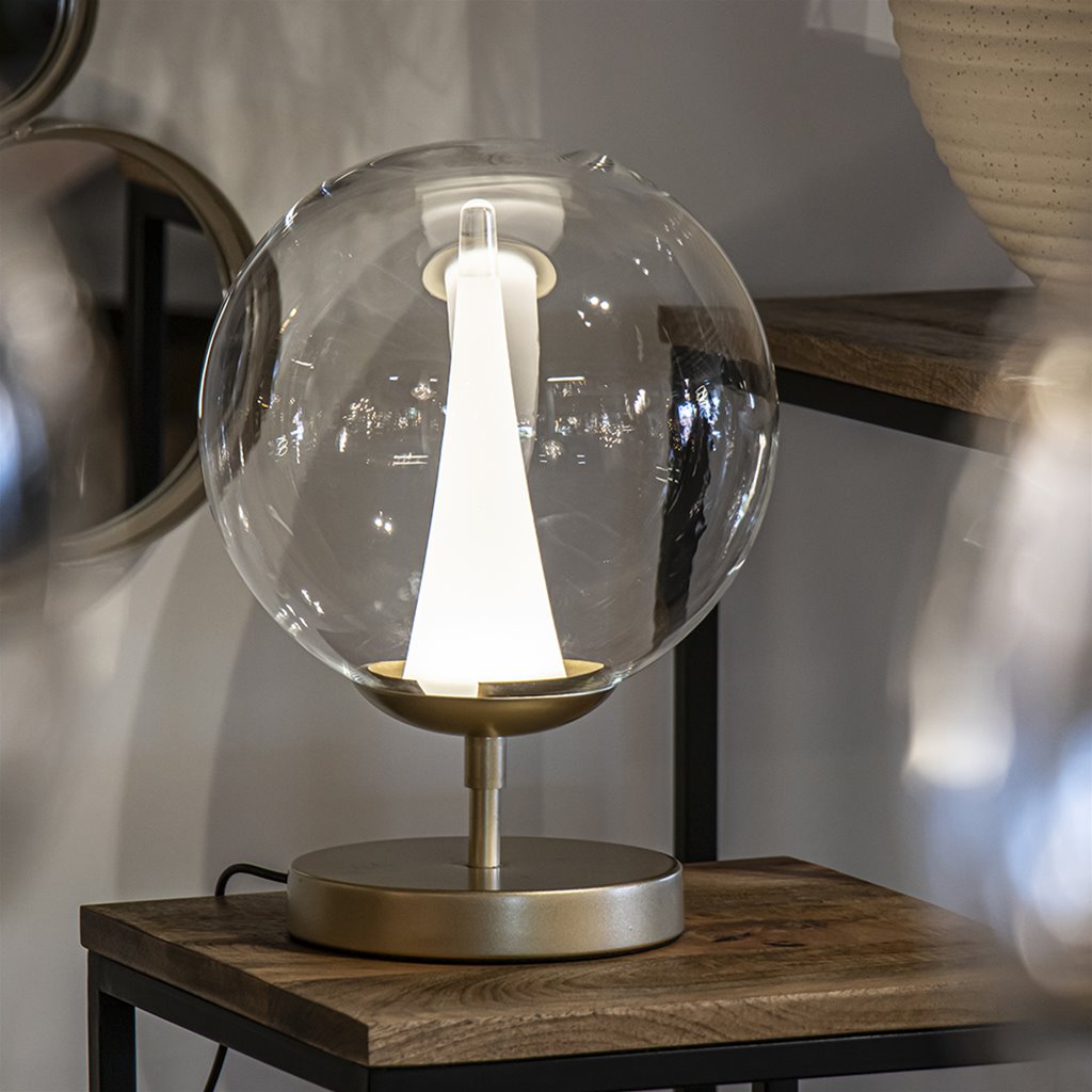 LED tafellamp goud met helder glas dimbaar