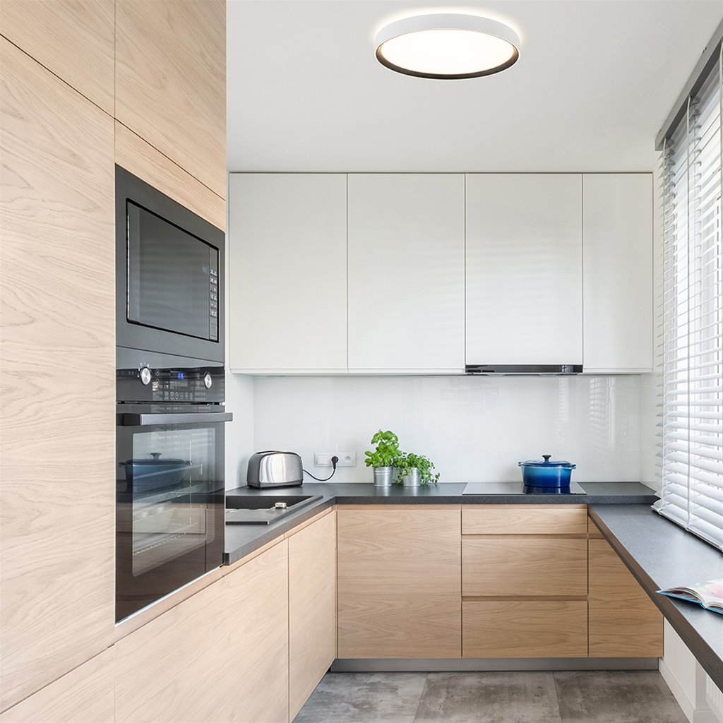 Grote plafondlamp zwart/wit 3-standen dimbaar