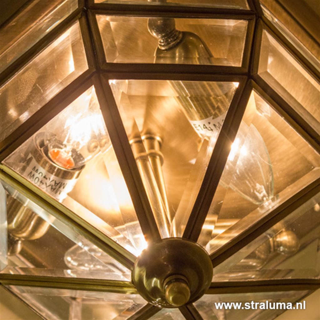Klassieke plafondlamp facet glas brons