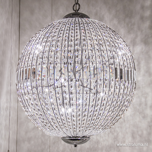 puree klinker Permanent Luxe ronde hanglamp kristal met chroom | Straluma