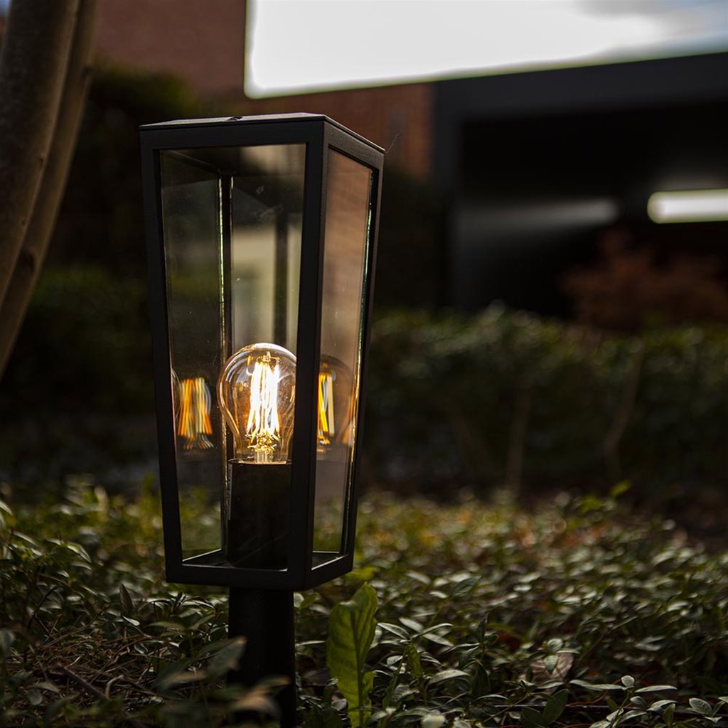 afstuderen oorsprong Vaardigheid Buitenlamp lantaarn op voet zwart met helder glas | Straluma