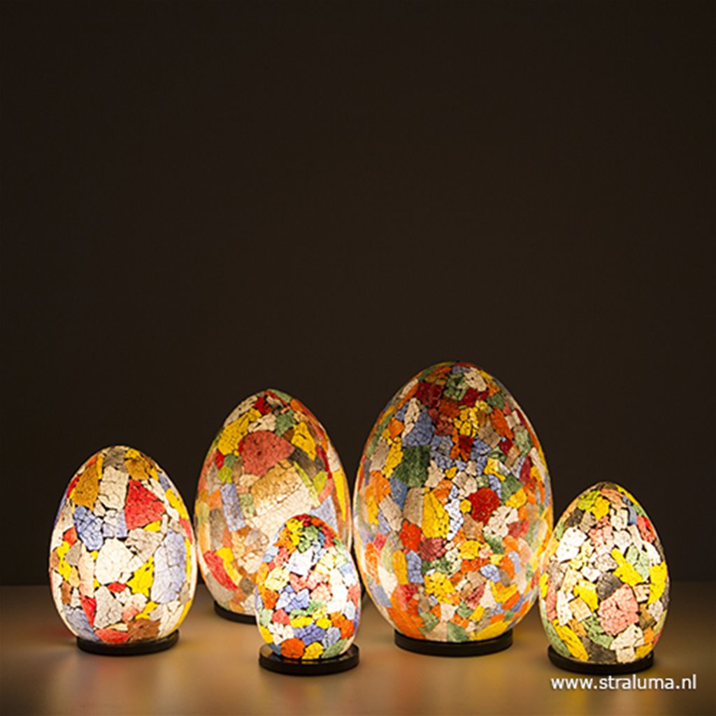 Kleine tafellamp gekleurd glas mozaïek