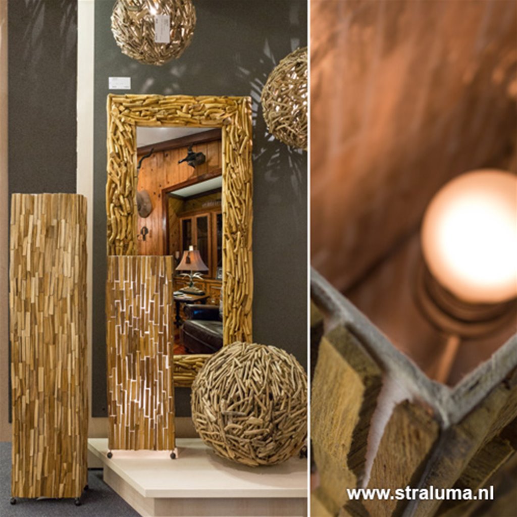 Landelijke houten vloerlamp bruin 150