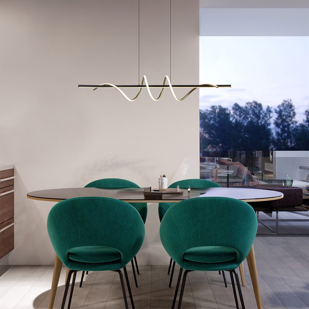 LED hanglamp krul zwart met goud