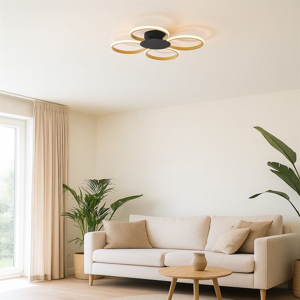 LED Plafondlamp Circo 4L -  Zwart & Goud