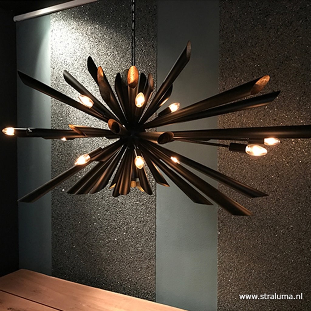 Lodge onthouden Ansichtkaart Ovale design hanglamp zwart metaal | Straluma