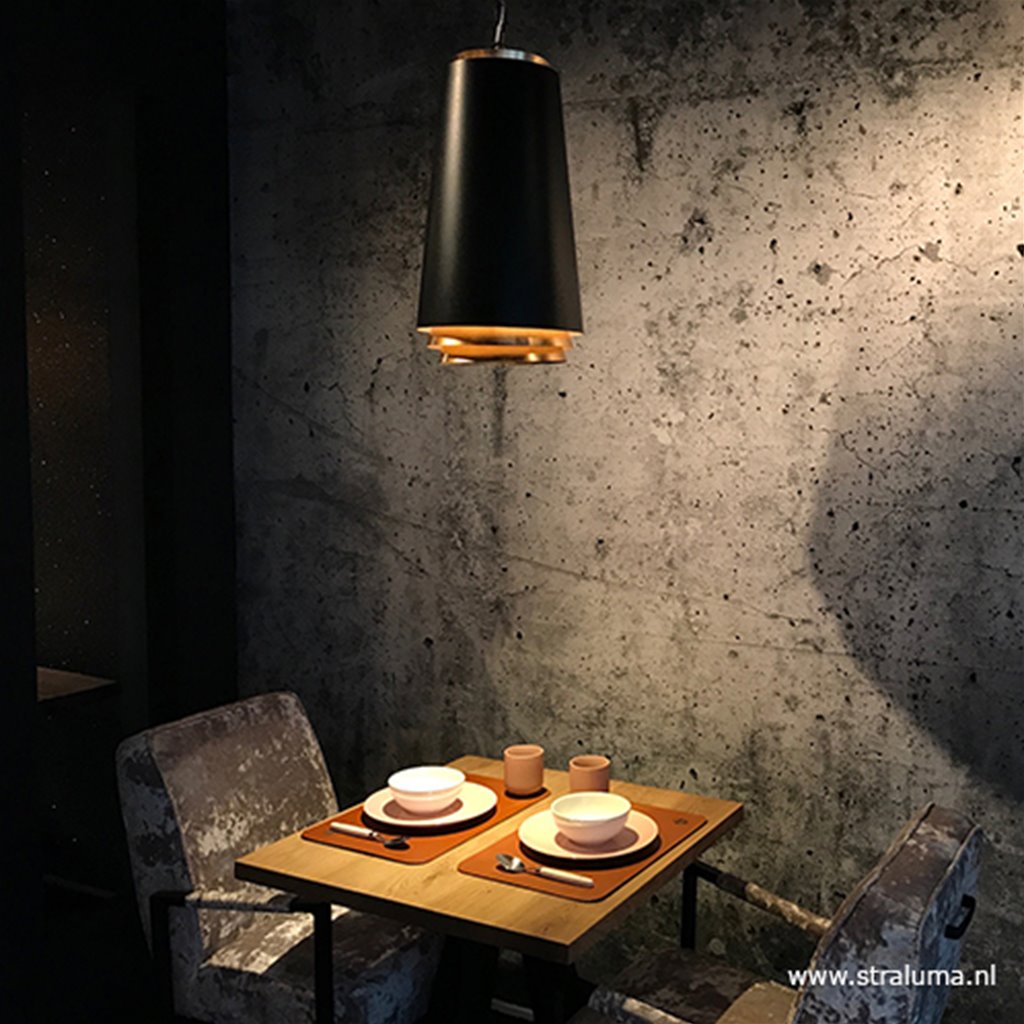 Hanglamp taps zwart/bladgoud 30cm