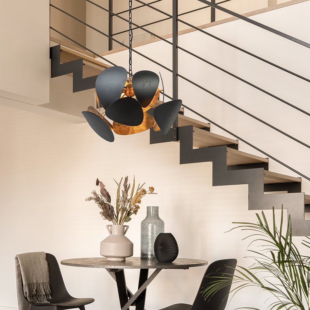 Hanglamp Galaxy 4L rond zwart/matgoud