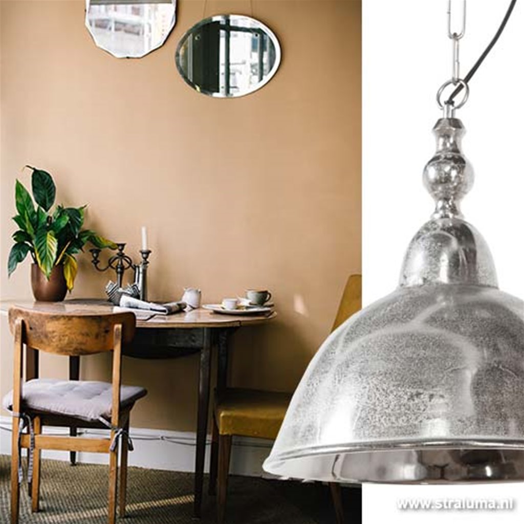 Hanglamp Amelia koepel antiek zilver