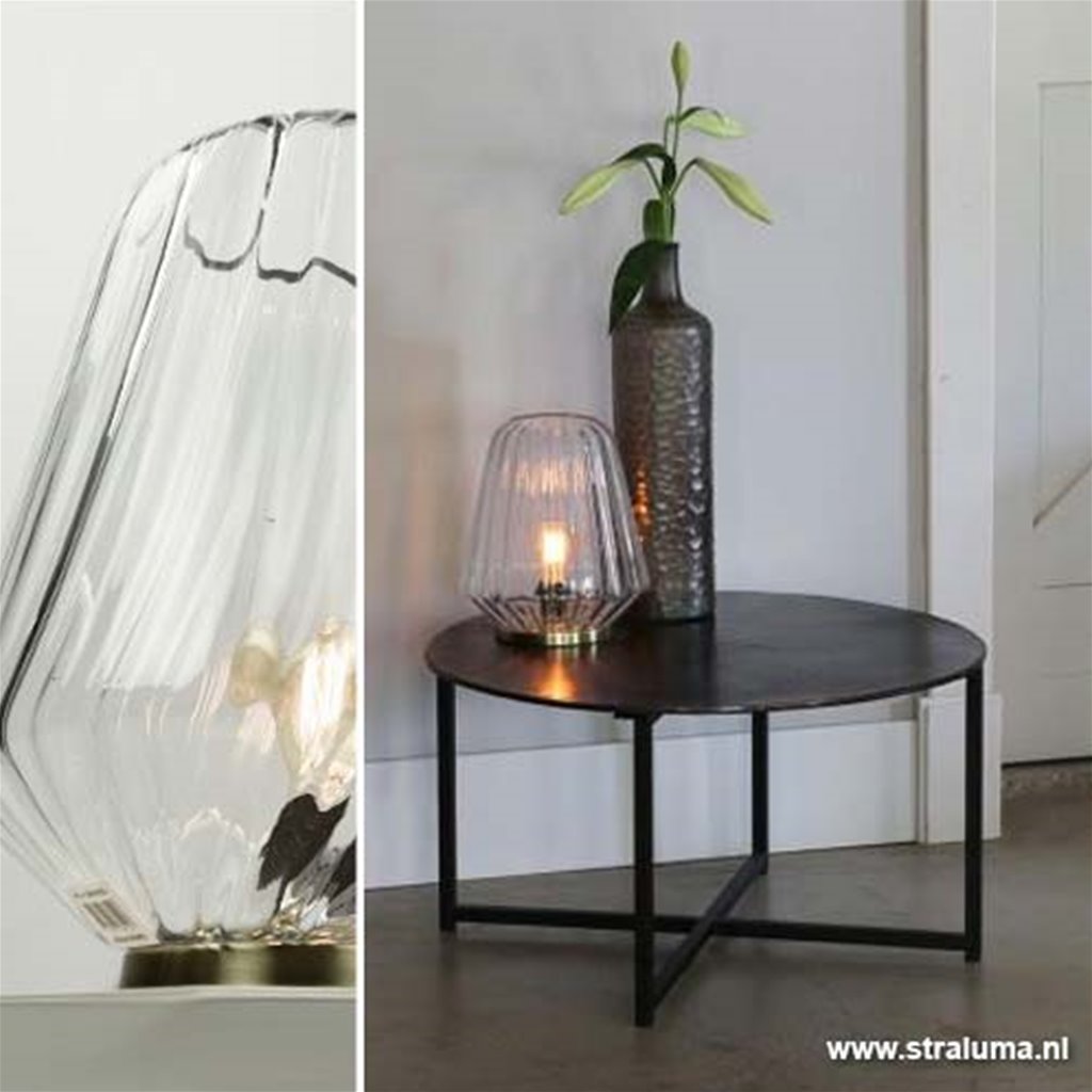 Klassieke glazen tafellamp Guido brons