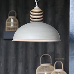 Light & Living hanglamp Avery grijs/hout