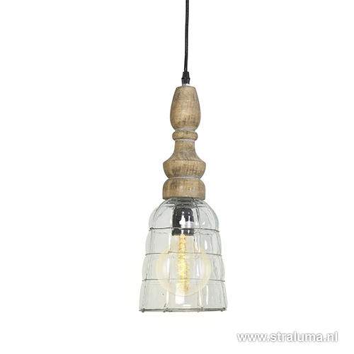 Wereldbol Lang Arashigaoka Light Living hanglamp Sacha hout/glas | Straluma