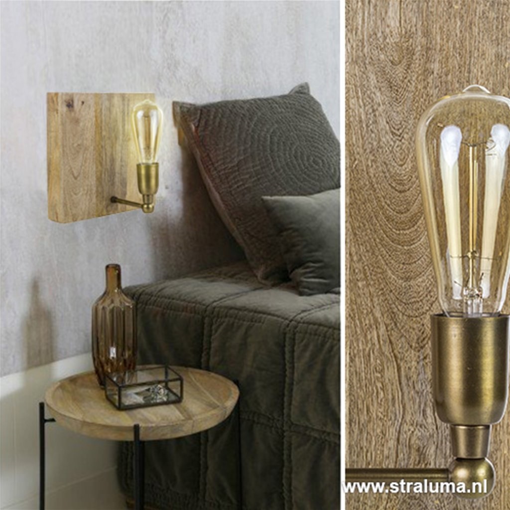 laten we het doen handleiding College Light & Living wandlamp hout Buxton | Straluma