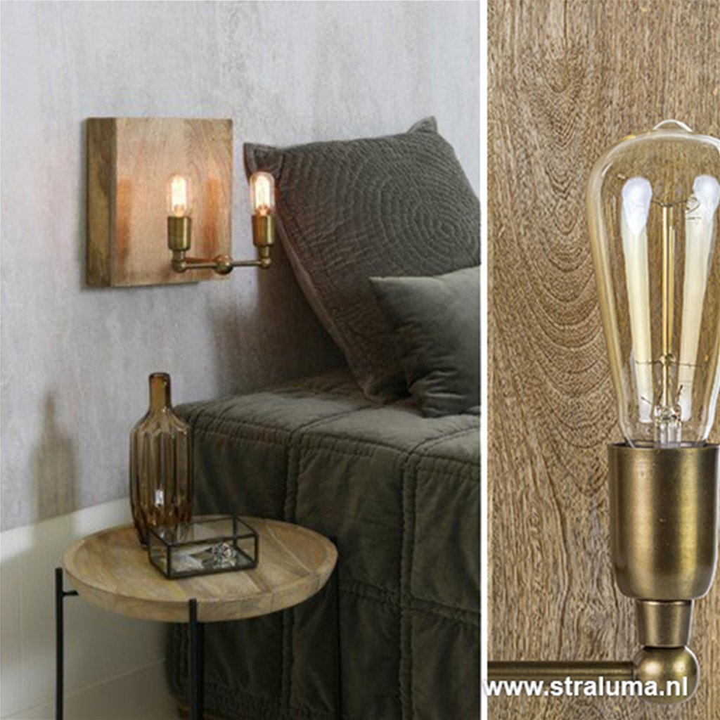 Houten wandlamp Buxton landelijk