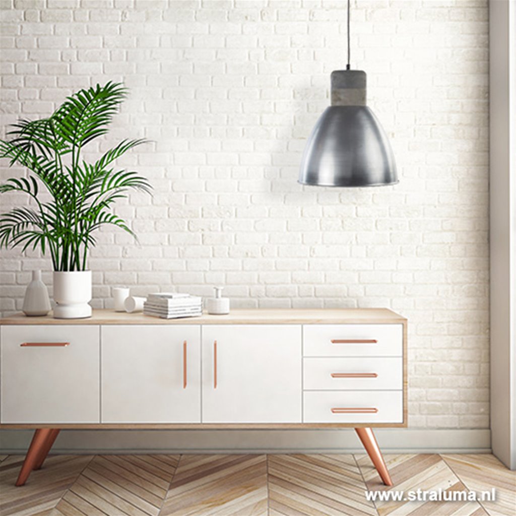 Hanglamp Ismay staal-houten knop
