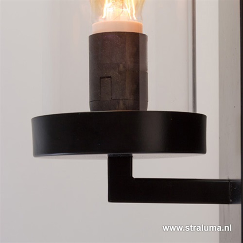 Wandlamp zwart met glazen stolp