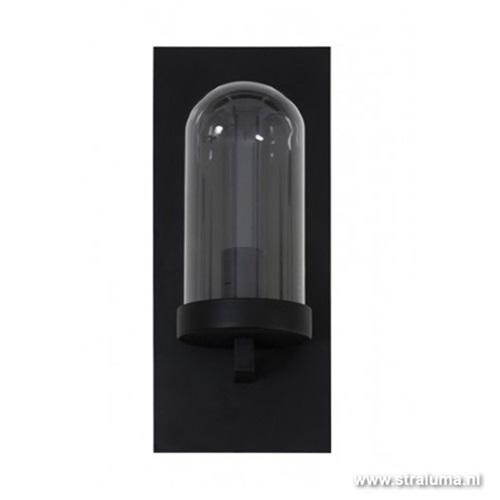 Wandlamp zwart met glazen stolp