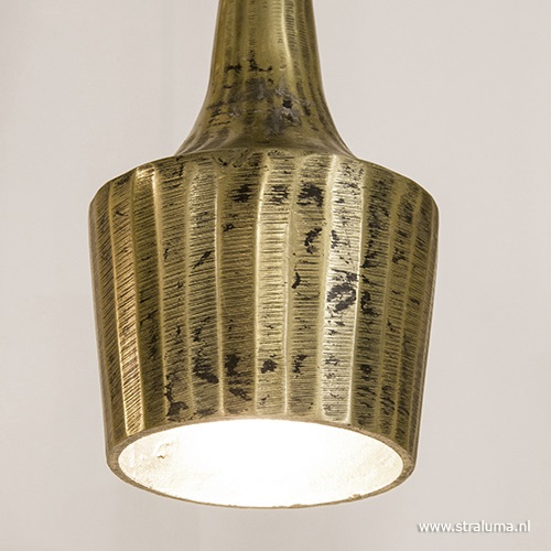 Hanglamp 5-lichts antiek goud met zwart