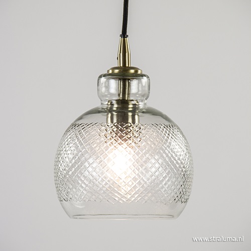 L&L hanglamp Destiney glas/ brons