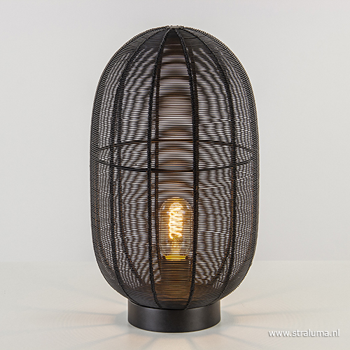 Legende Buigen Winderig Industriële draad tafellamp Ophra zwart | Straluma
