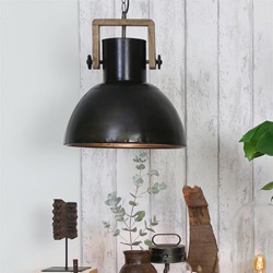 Hanglamp Shelly industrieel bruin/hout
