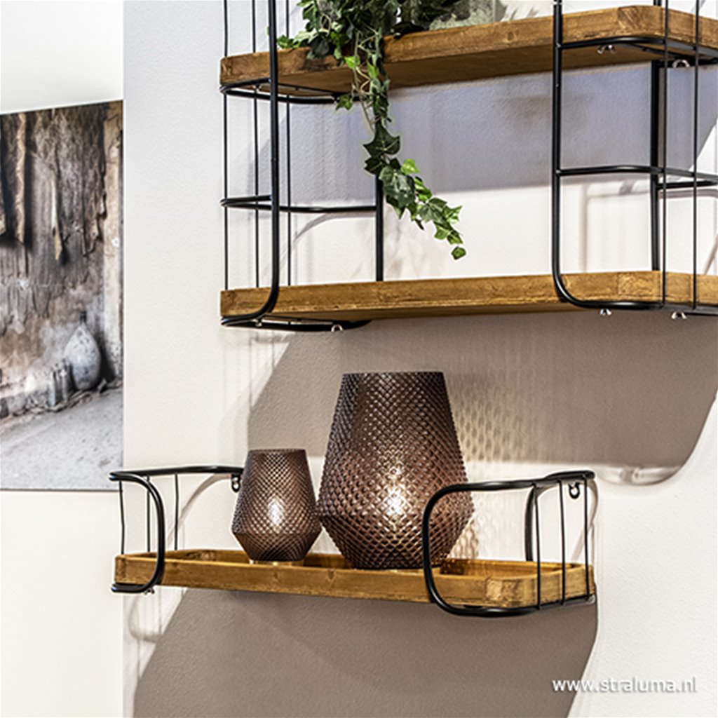 Light & Living tafellamp Tovi bruin glas